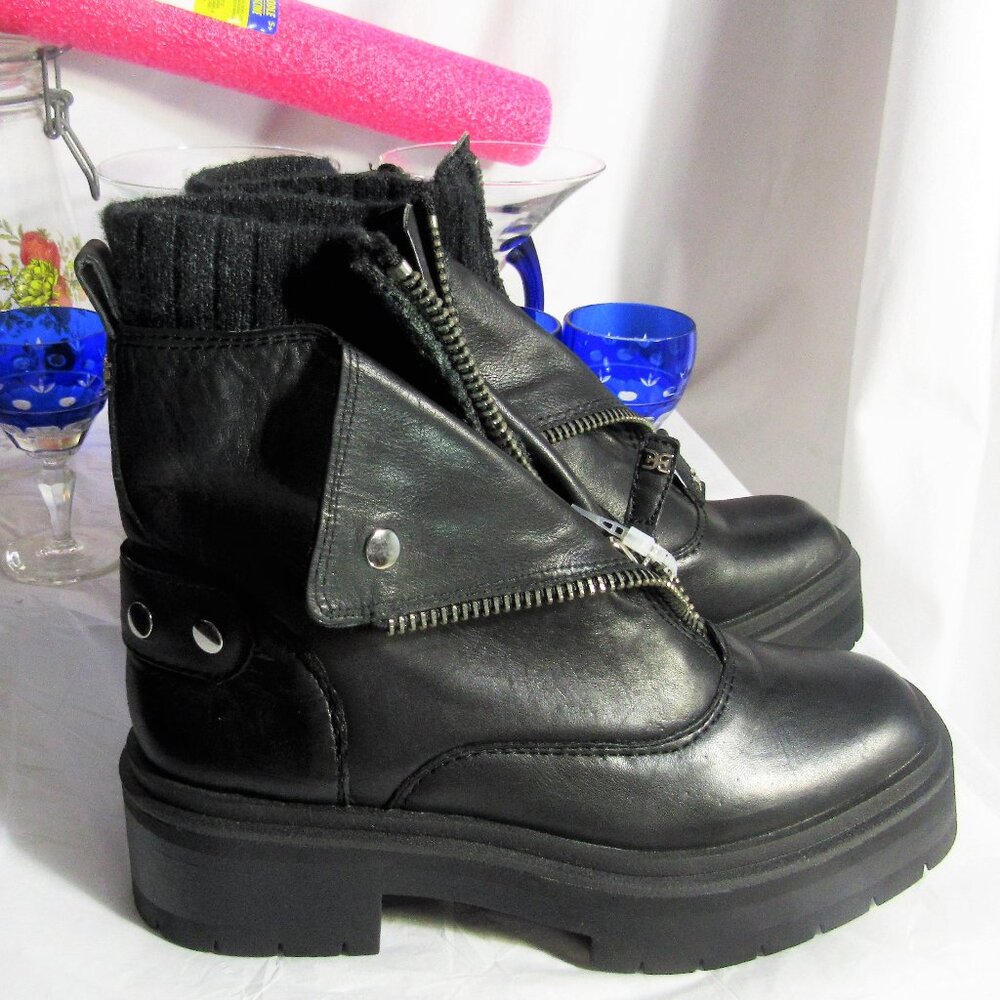 SAM EDLEMAN LEATHER ZIP FRONT MOTORCYCLE BOOTS Sz 6 MAKE OFFER